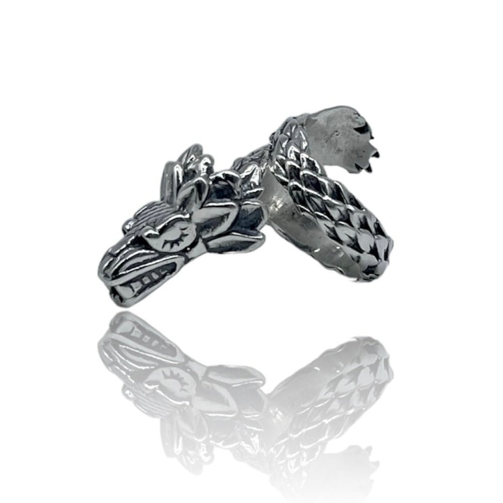 Anillo de la serpiente emplumada en Plata ley 925.