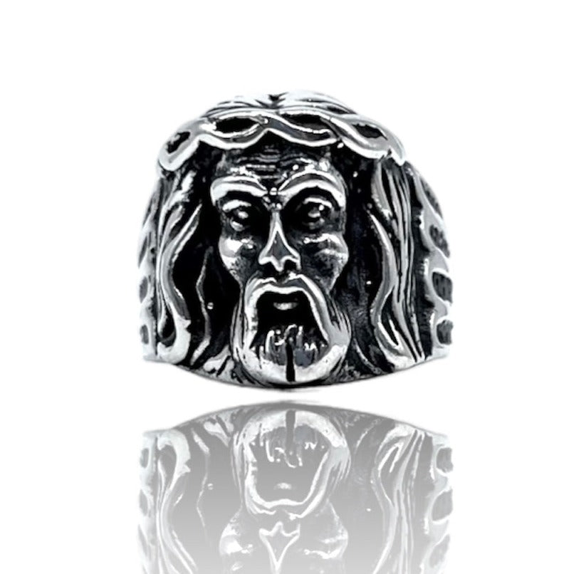 Anillo del rostro de Jesús en Plata ley 925.