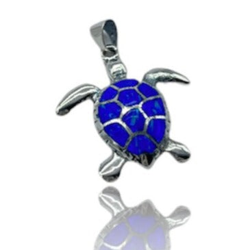 Dije de tortuga azul con ópalo en Plata ley 925