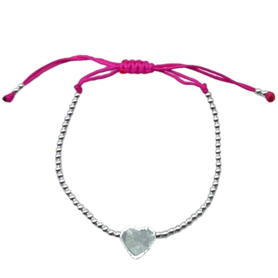 Pulsera ajustable de corazón en Plata ley 925.